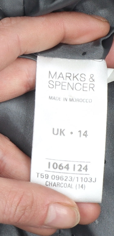 Marks and Spencer Women Charcoal Blazer UK 14 Tailored Single-Breasted Lined