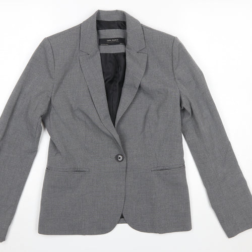 Zara Women Grey Houndstooth Single Breasted Blazer Size 10