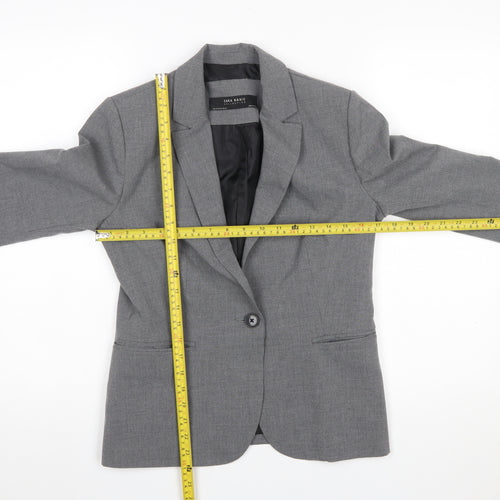 Zara Women Grey Houndstooth Single Breasted Blazer Size 10