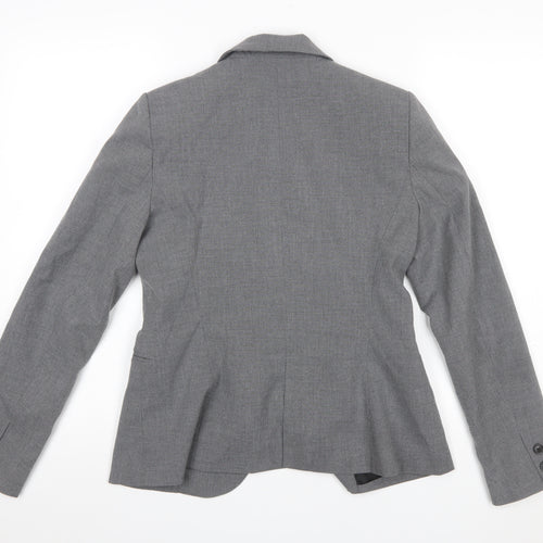 Zara Women Grey Houndstooth Single Breasted Blazer Size 10