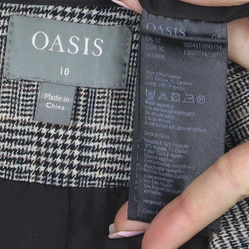 Oasis Women Grey Check Blazer Size 10 Tailored Single Breasted Jacket