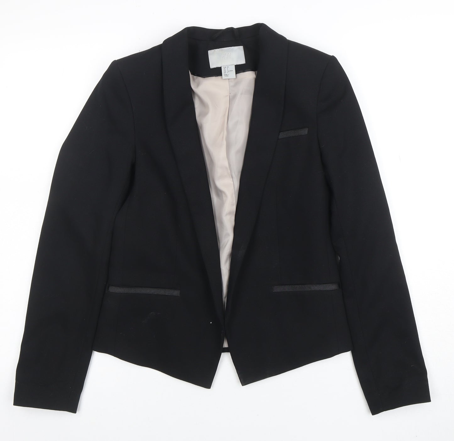 H&M Women's Black Slim Fit Blazer Jacket Size 6 Tailored Workwear