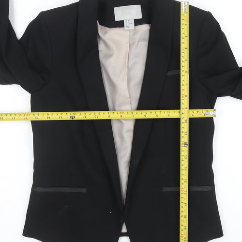 H&M Women's Black Slim Fit Blazer Jacket Size 6 Tailored Workwear