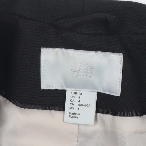H&M Women's Black Slim Fit Blazer Jacket Size 6 Tailored Workwear