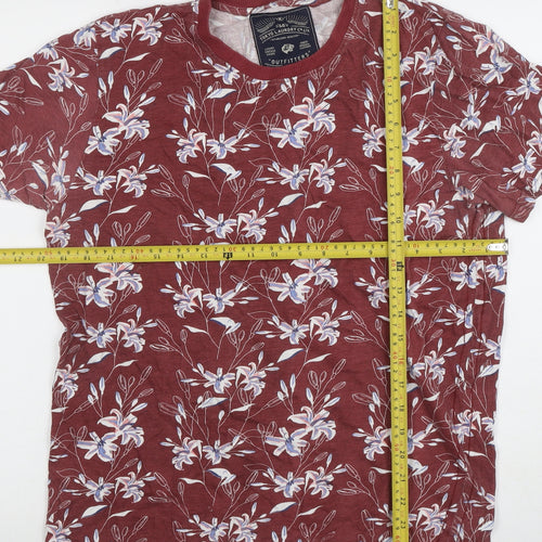 Tokyo Laundry Men's Red Floral Crew Neck Cotton Blend T-Shirt Size M