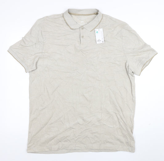 Primark Men Beige Regular Fit 2XL Cotton Blend Polo Shirt