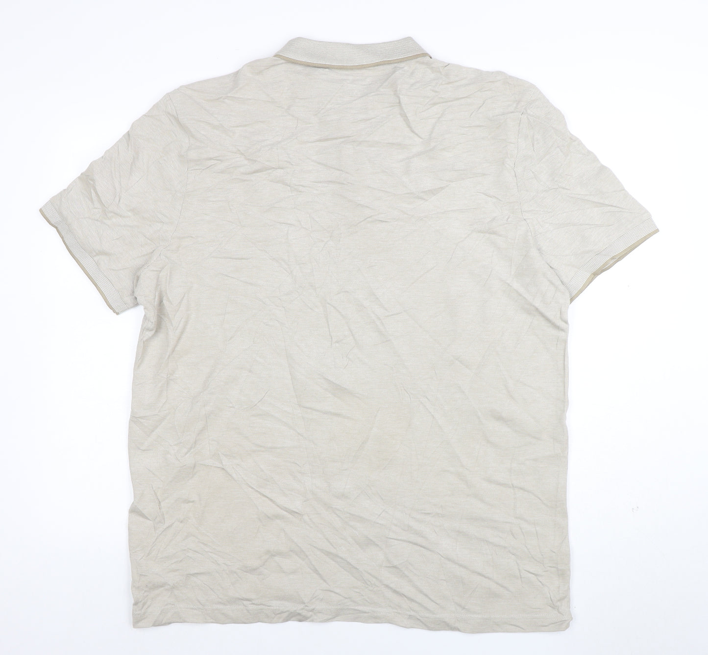 Primark Men Beige Regular Fit 2XL Cotton Blend Polo Shirt