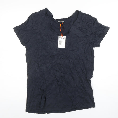 Superdry Womens Blue Cotton V-Neck Short Sleeve T-Shirt Size 10