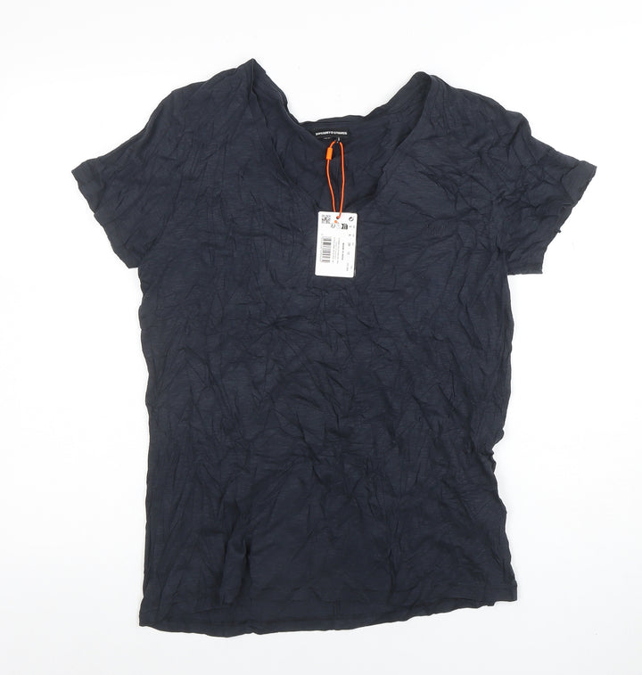 Superdry Womens Blue Cotton V-Neck Short Sleeve T-Shirt Size 10