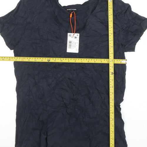 Superdry Womens Blue Cotton V-Neck Short Sleeve T-Shirt Size 10