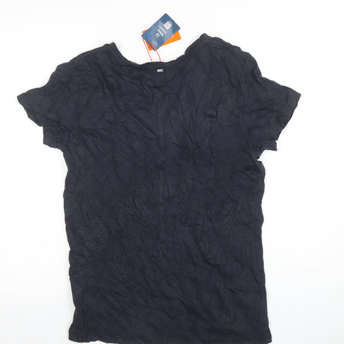Superdry Womens Blue Cotton V-Neck Short Sleeve T-Shirt Size 10