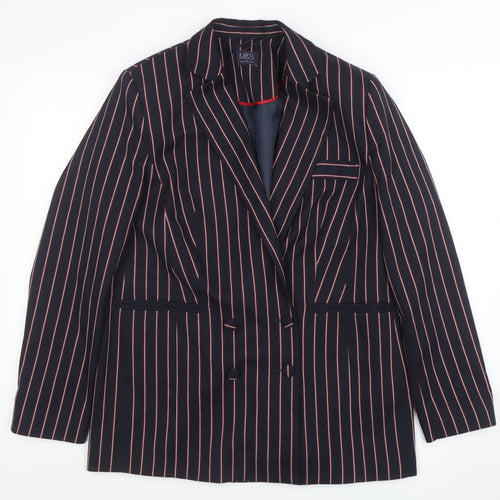 Marks and Spencer Women Navy Pinstripe Double-Breasted Blazer UK 12