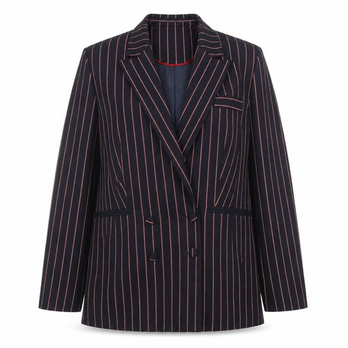 Marks and Spencer Women Navy Pinstripe Double-Breasted Blazer UK 12
