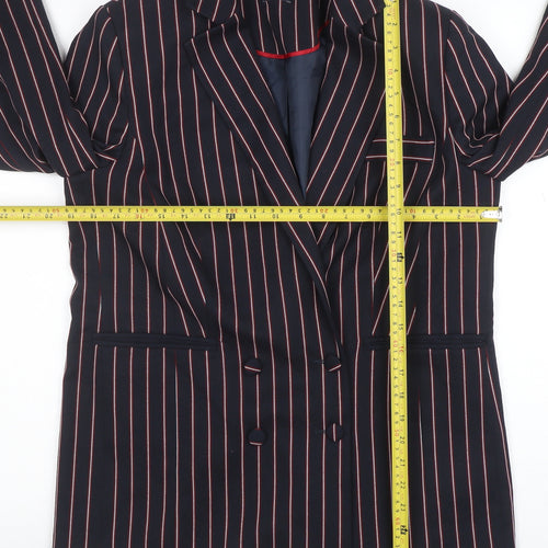 Marks and Spencer Women Navy Pinstripe Double-Breasted Blazer UK 12