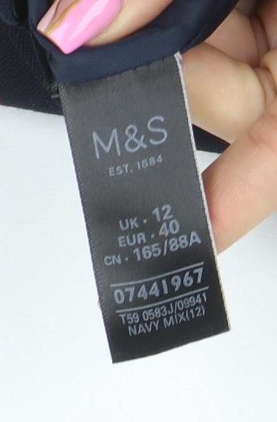 Marks and Spencer Women Navy Pinstripe Double-Breasted Blazer UK 12