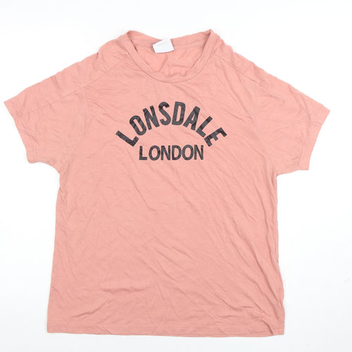 Lonsdale Womens Pink Basic Short Sleeve Crew Neck T-Shirt Size 16