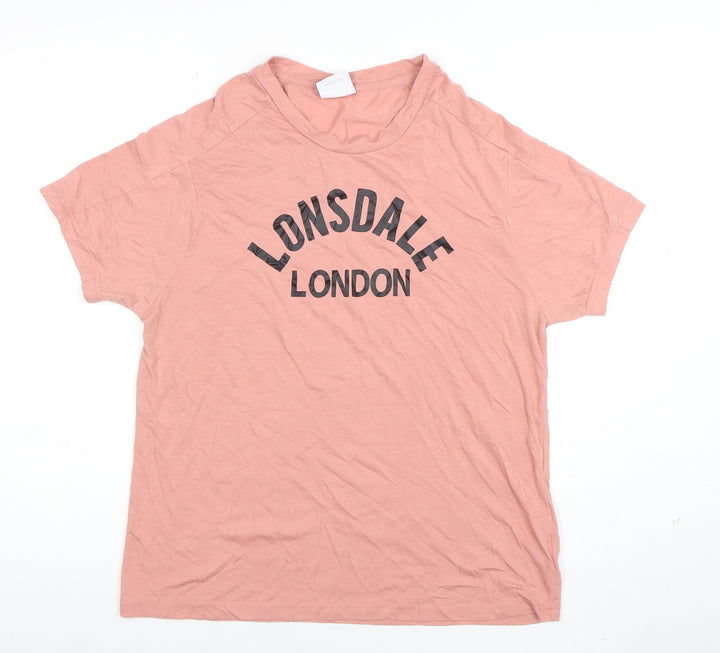 Lonsdale Womens Pink Basic Short Sleeve Crew Neck T-Shirt Size 16