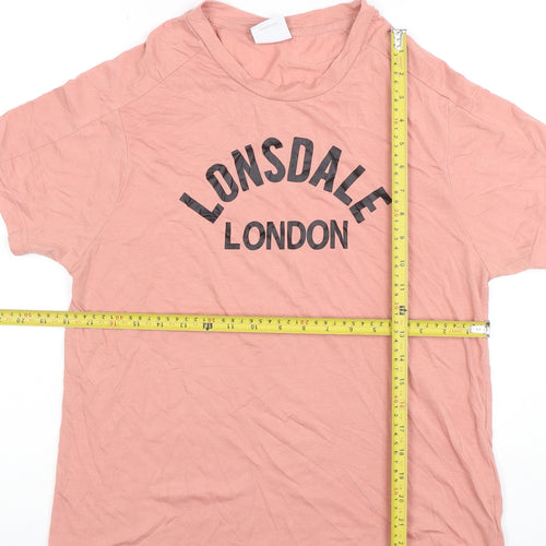 Lonsdale Womens Pink Basic Short Sleeve Crew Neck T-Shirt Size 16