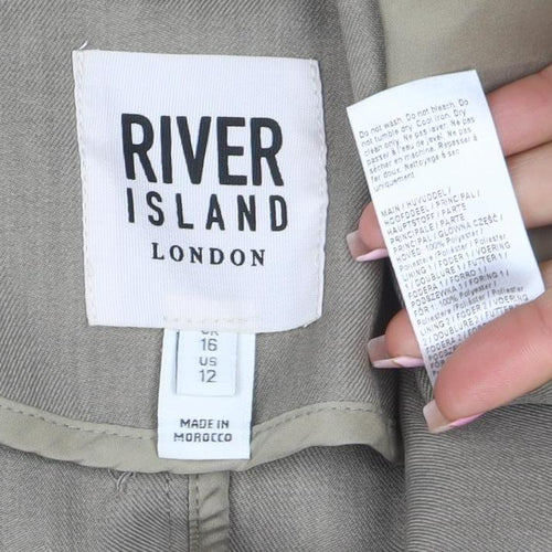 River Island Women Beige Size 12 Single-Breasted Blazer Jacket