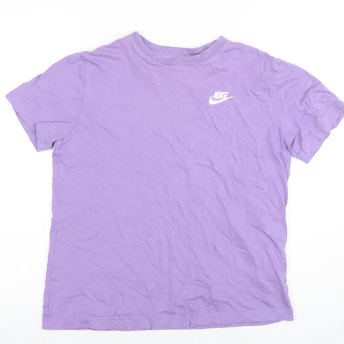 Nike Girls Purple Loose Fit Cotton Crew Neck T-Shirt M