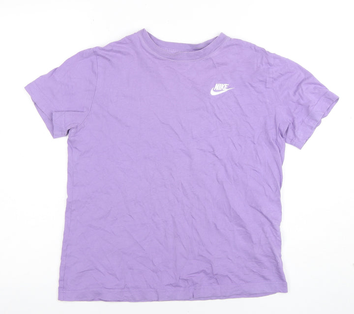 Nike Girls Purple Loose Fit Cotton Crew Neck T-Shirt M