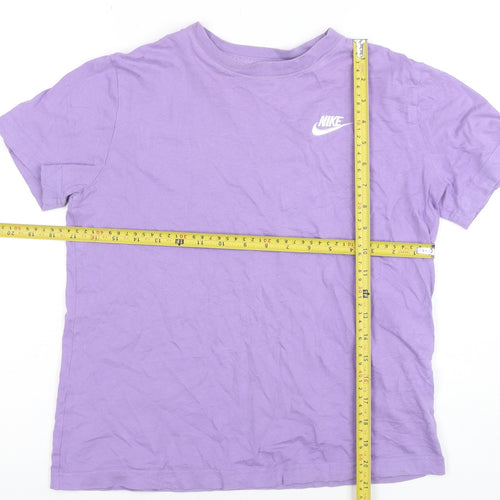 Nike Girls Purple Loose Fit Cotton Crew Neck T-Shirt M