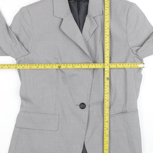 Zara Basic Women's Grey Single-Breasted Blazer Size 12 Classic Fit