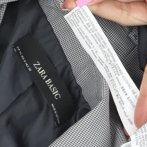 Zara Basic Women's Grey Single-Breasted Blazer Size 12 Classic Fit