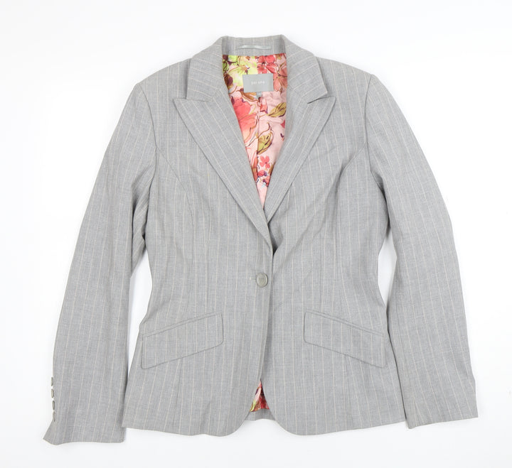 Per Una Womens Grey Pinstripe Single-Breasted Blazer Size 10