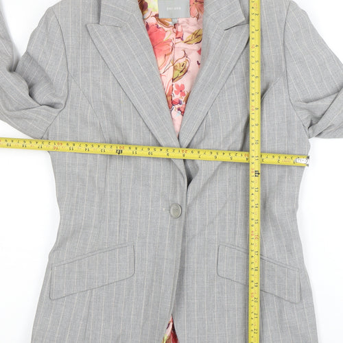 Per Una Womens Grey Pinstripe Single-Breasted Blazer Size 10