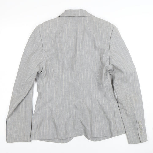 Per Una Womens Grey Pinstripe Single-Breasted Blazer Size 10