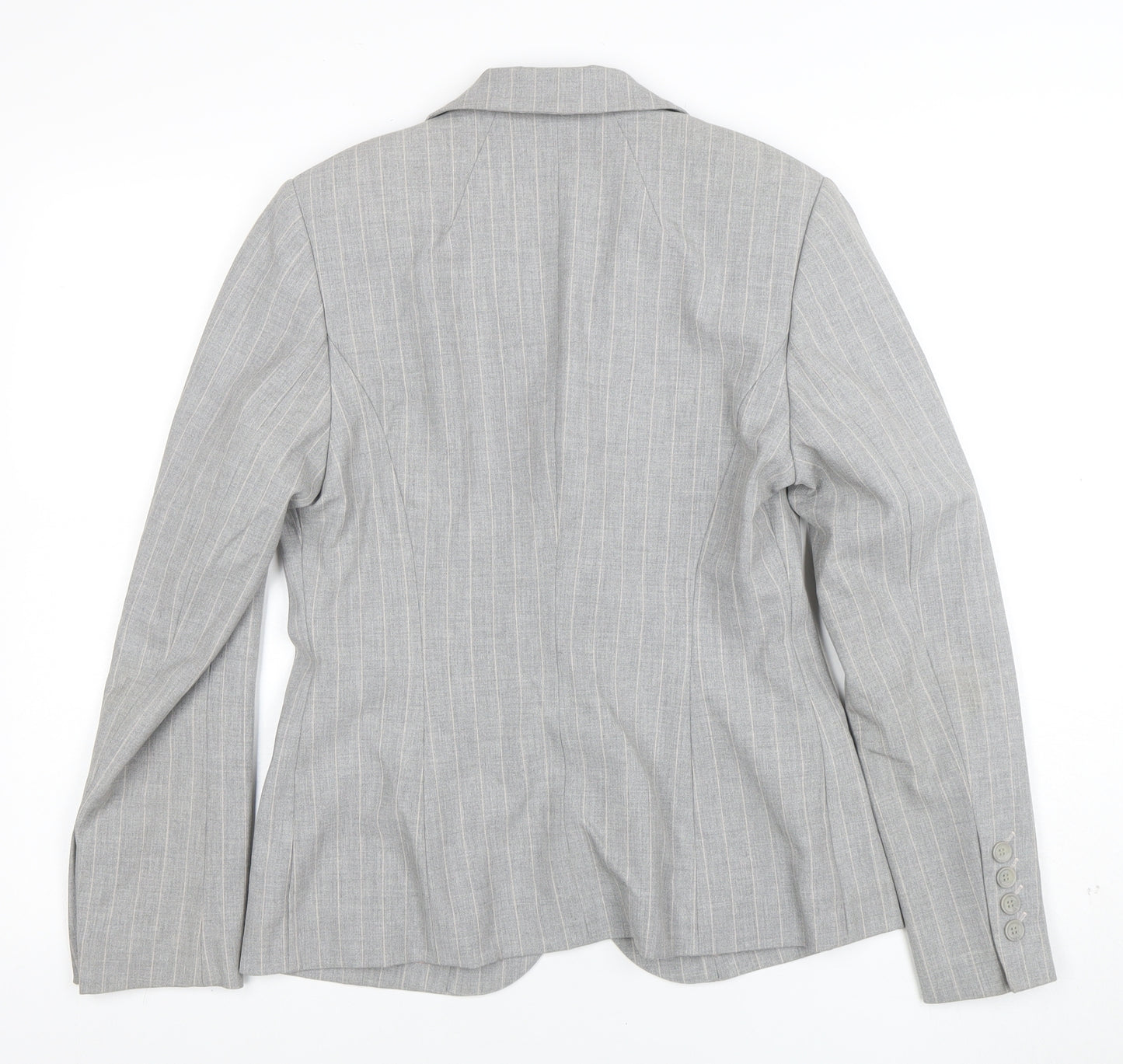 Per Una Womens Grey Pinstripe Single-Breasted Blazer Size 10
