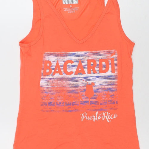 Bacardi Women's Orange Sleeveless Tank Top S Cotton Blend