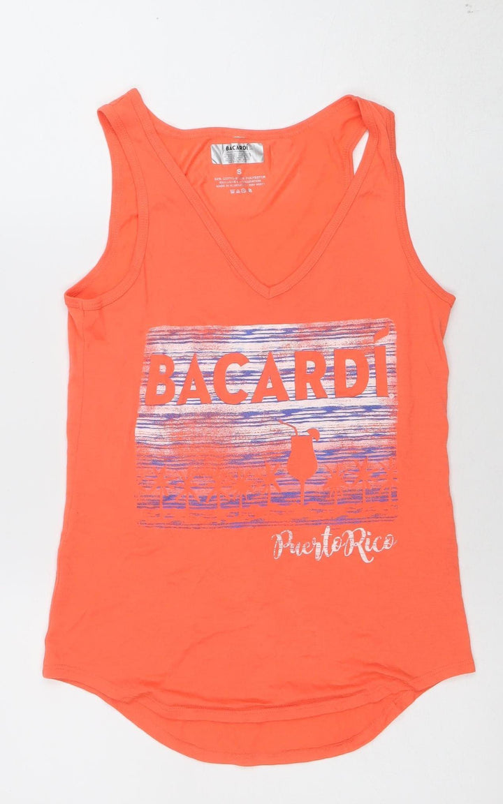 Bacardi Women's Orange Sleeveless Tank Top S Cotton Blend