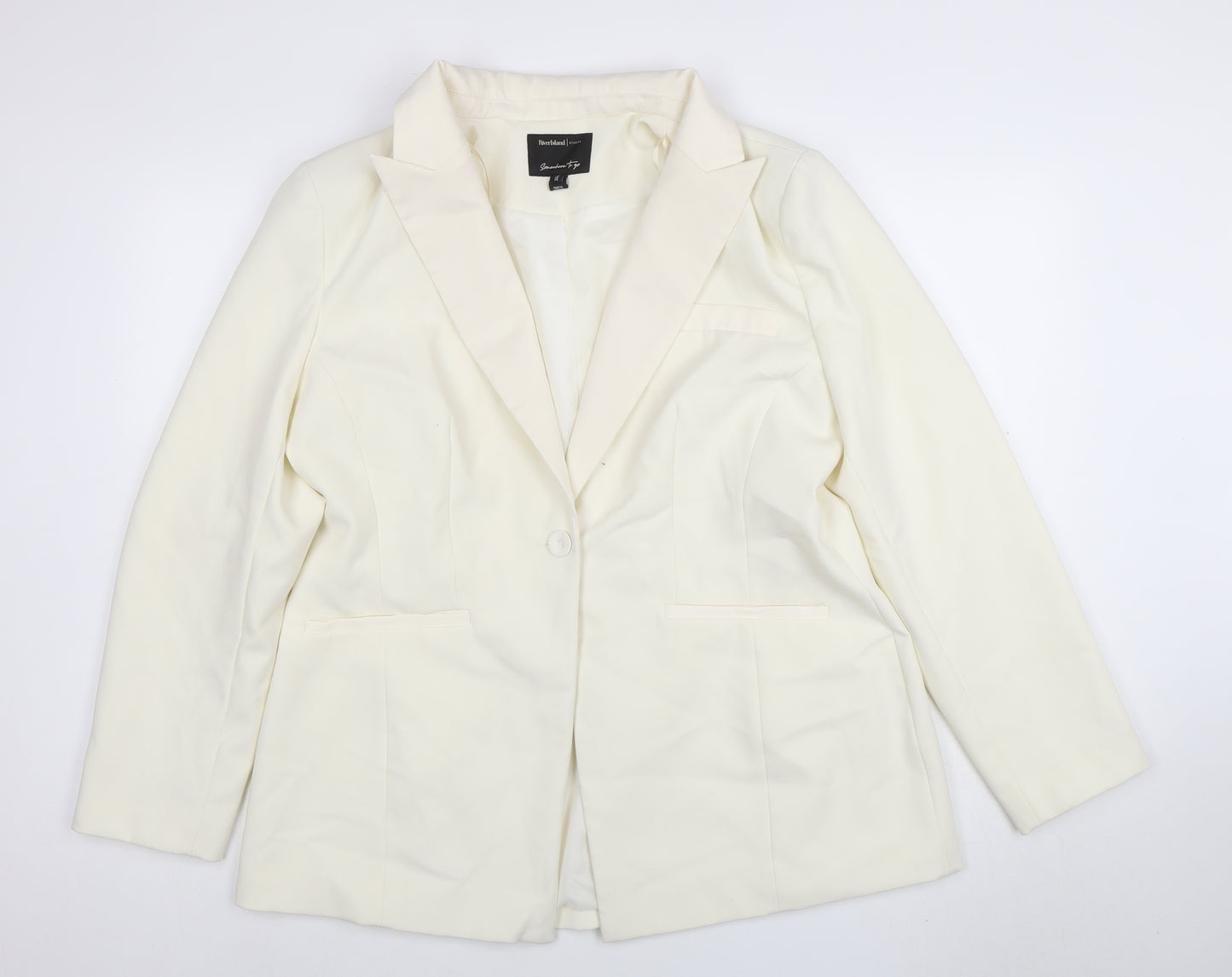 River Island Women’s Ivory Tailored One Button Blazer Size 14
