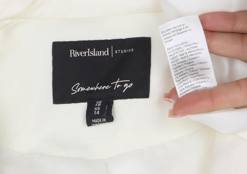 River Island Women’s Ivory Tailored One Button Blazer Size 14
