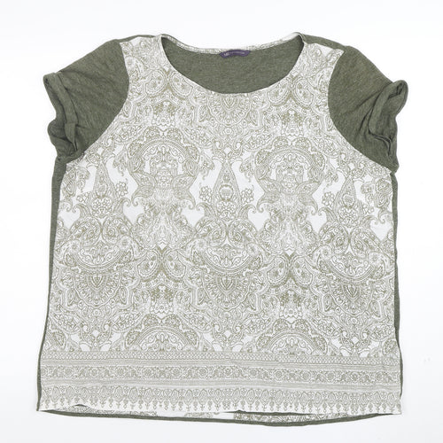 Marks and Spencer Womens Green Floral Jersey T-Shirt Size 18