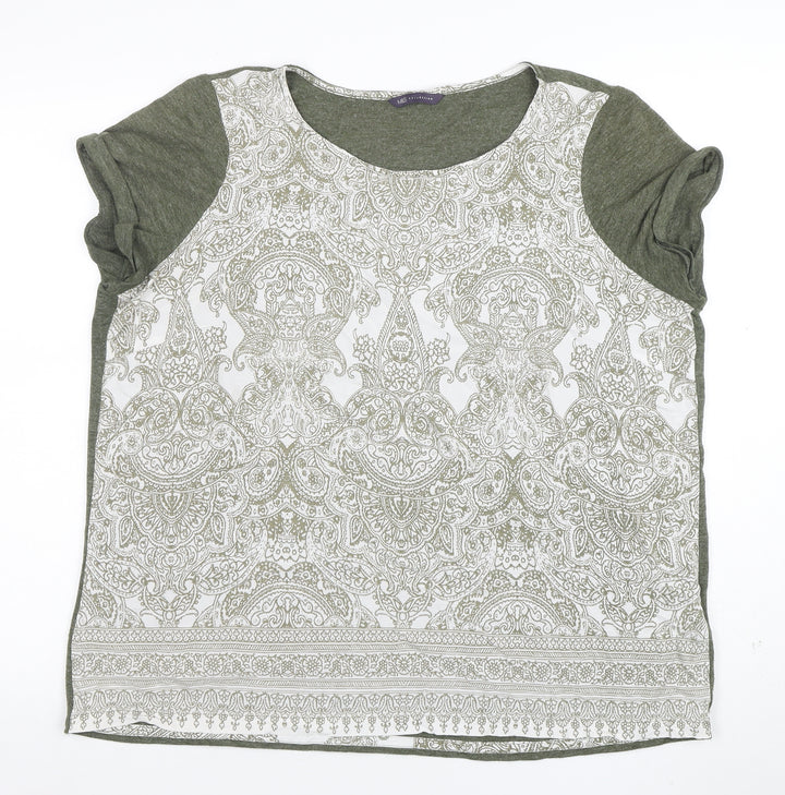 Marks and Spencer Womens Green Floral Jersey T-Shirt Size 18