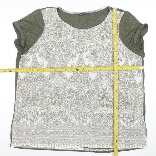 Marks and Spencer Womens Green Floral Jersey T-Shirt Size 18