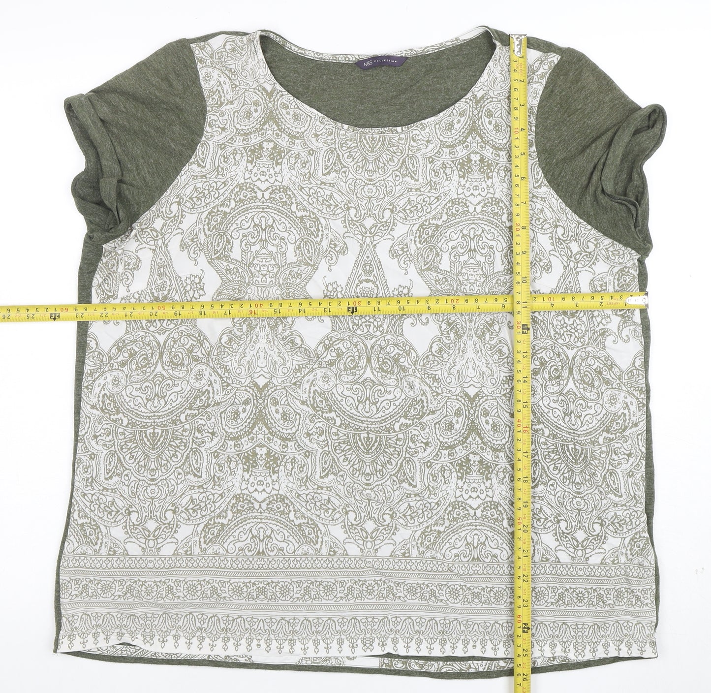 Marks and Spencer Womens Green Floral Jersey T-Shirt Size 18