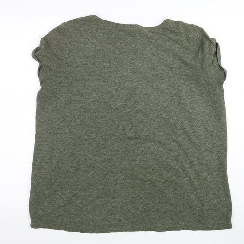 Marks and Spencer Womens Green Floral Jersey T-Shirt Size 18