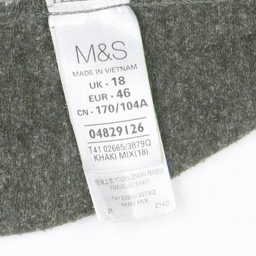 Marks and Spencer Womens Green Floral Jersey T-Shirt Size 18