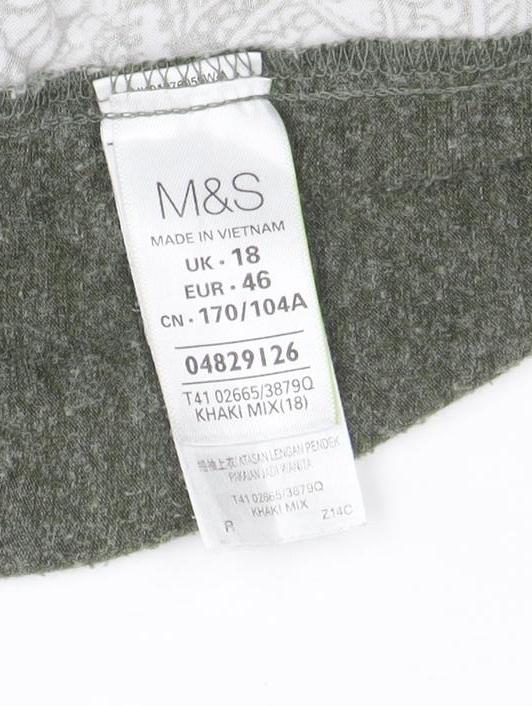 Marks and Spencer Womens Green Floral Jersey T-Shirt Size 18