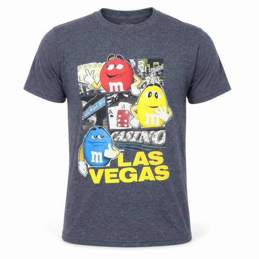 Front view of M&M's Men's Blue Graphic Las Vegas Short Sleeve T-Shirt, size S