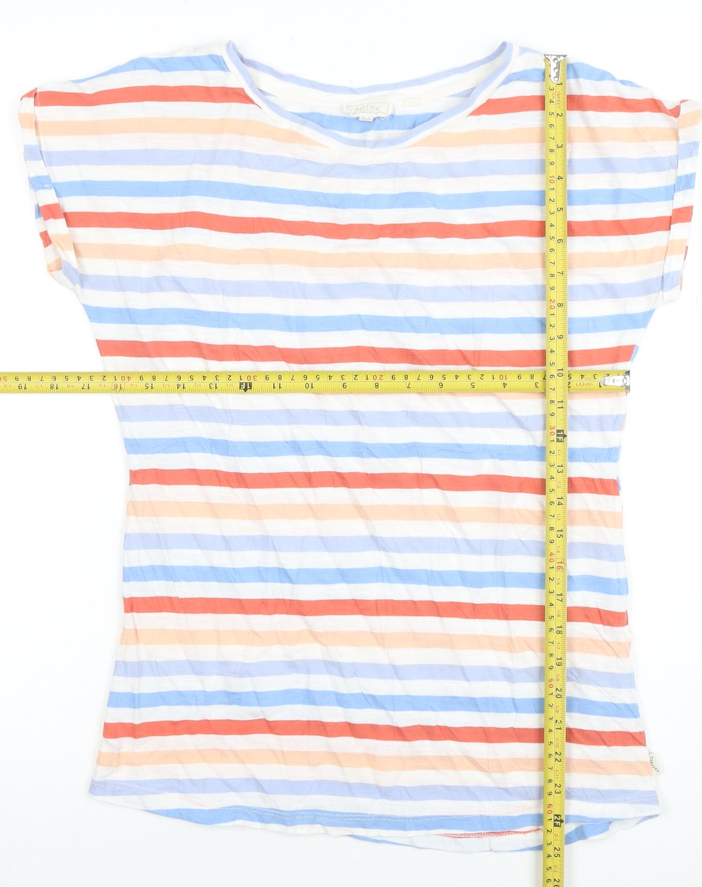 Fat Face Women’s Multicoloured Striped Cotton Boat Neck T-Shirt Size 8
