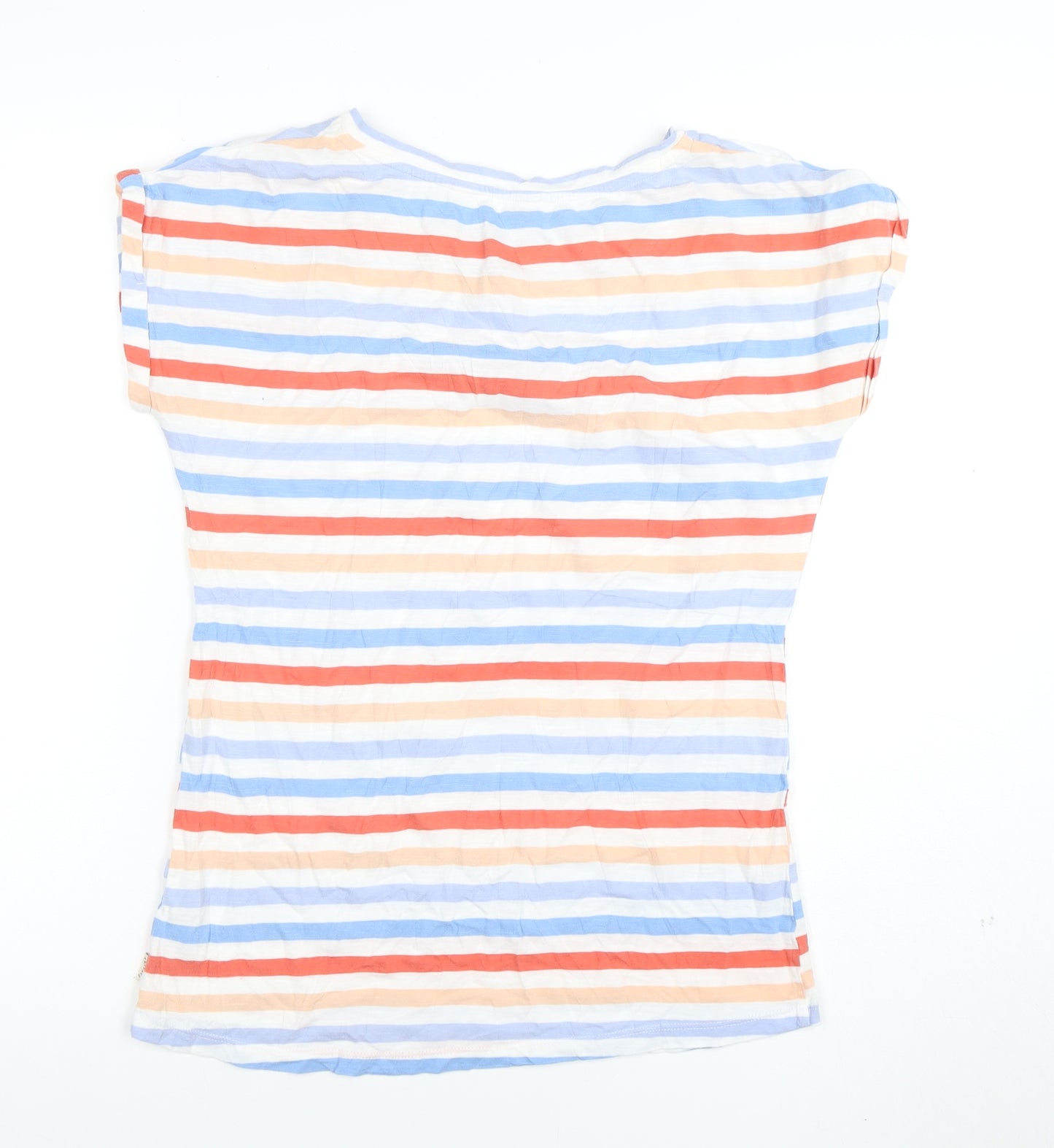 Fat Face Women’s Multicoloured Striped Cotton Boat Neck T-Shirt Size 8