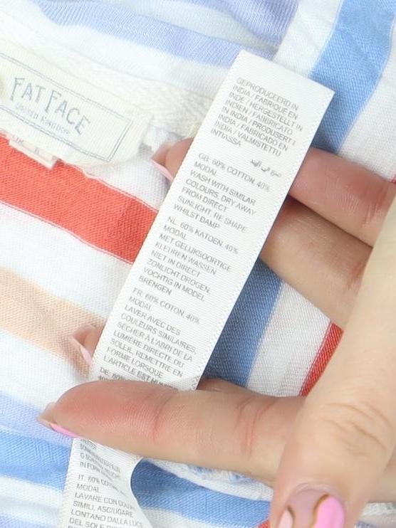 Fat Face Women’s Multicoloured Striped Cotton Boat Neck T-Shirt Size 8
