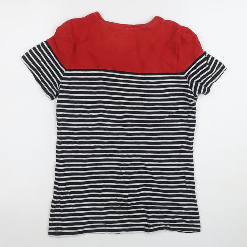Superdry Women Red Navy Striped Basic T-Shirt Medium