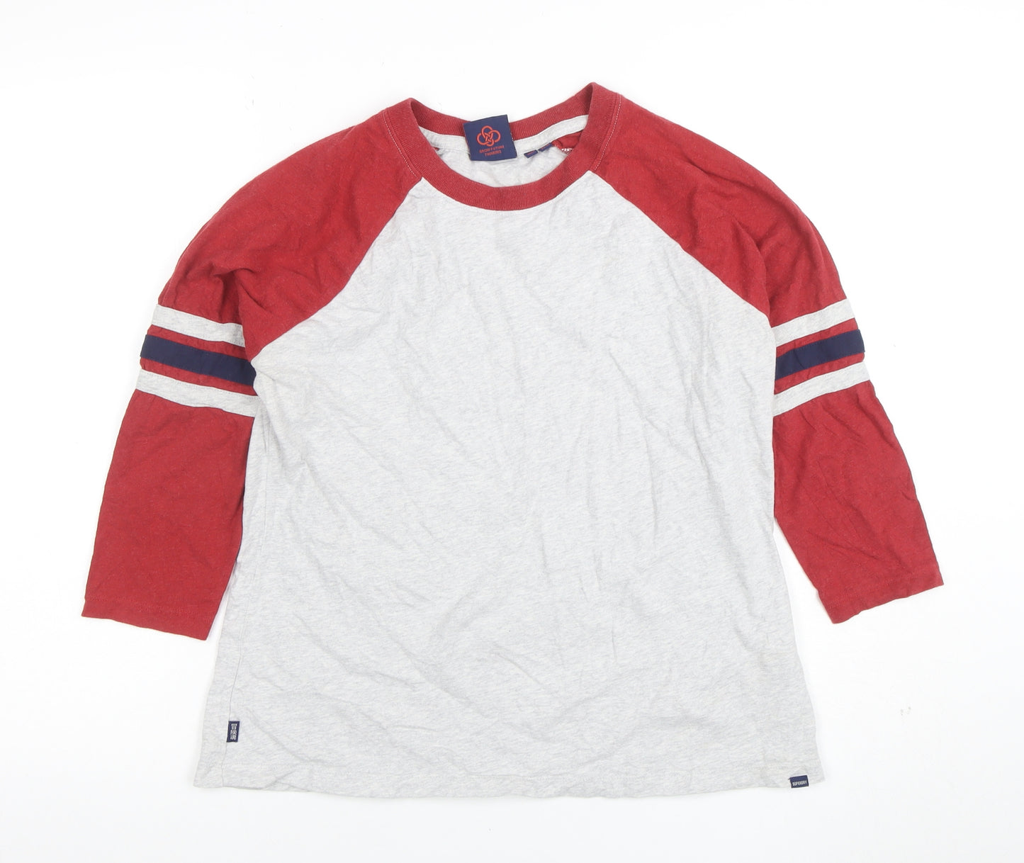 Superdry Women’s Multicoloured Raglan 3/4 Sleeve Organic Cotton T-Shirt Size 12