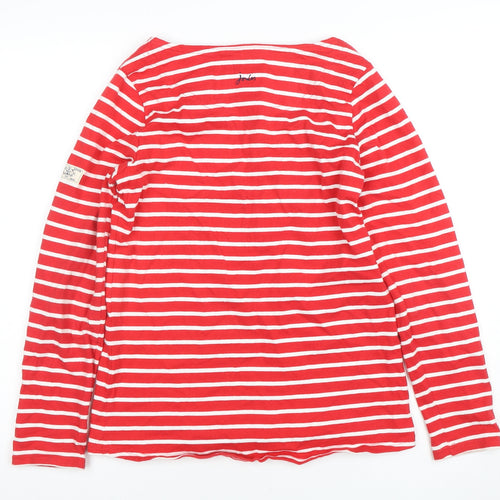 Joules Women's Red Striped Jingle Belle Long Sleeve Cotton T-Shirt Size 10